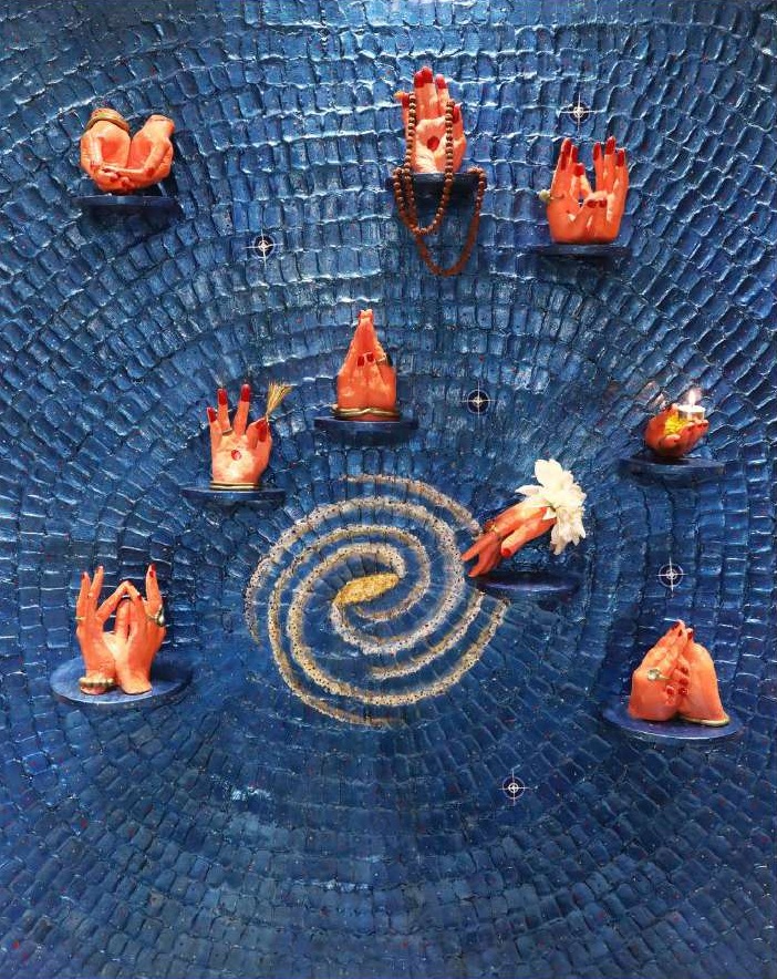 Hasta Mudra, Plaster of Paris on Ply, 2024, by Tejashree Koli